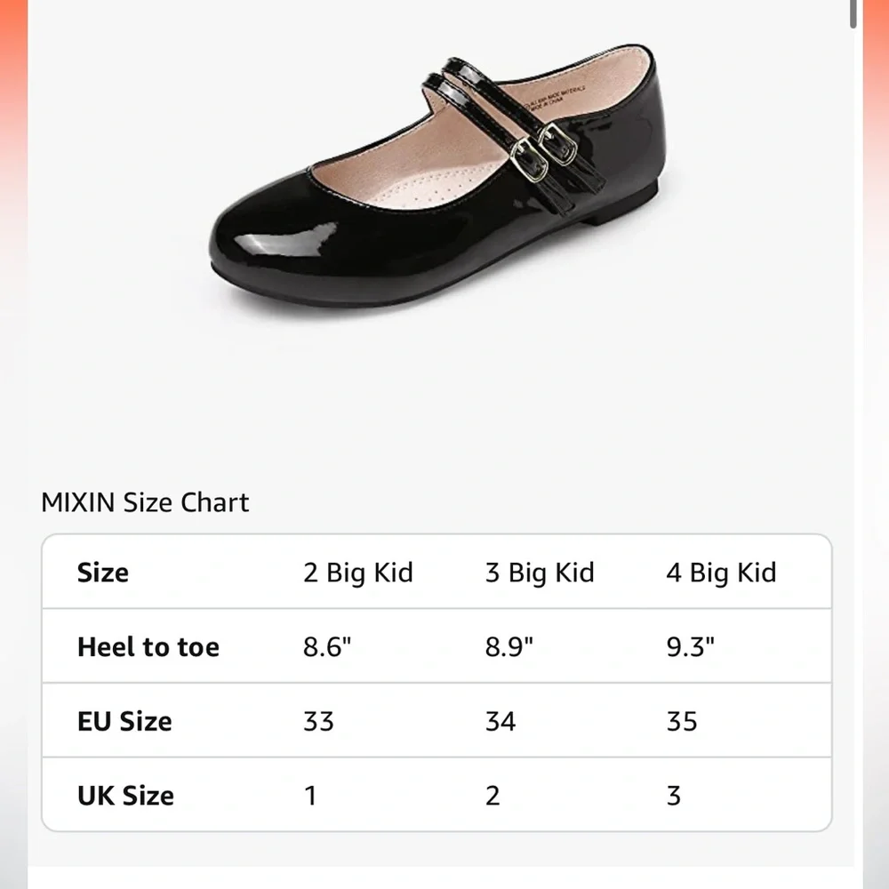 Girls Size 3 Black Patent Mary Jane Double Strap Dress Shoes
